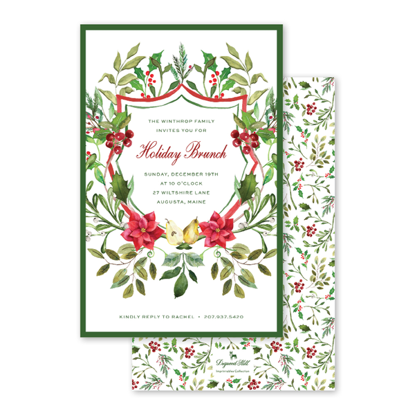 Pine and Holly Imprintable Invitation