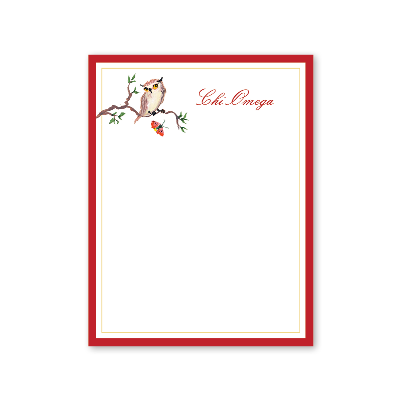 Chi Omega Woodland Owl Notepad