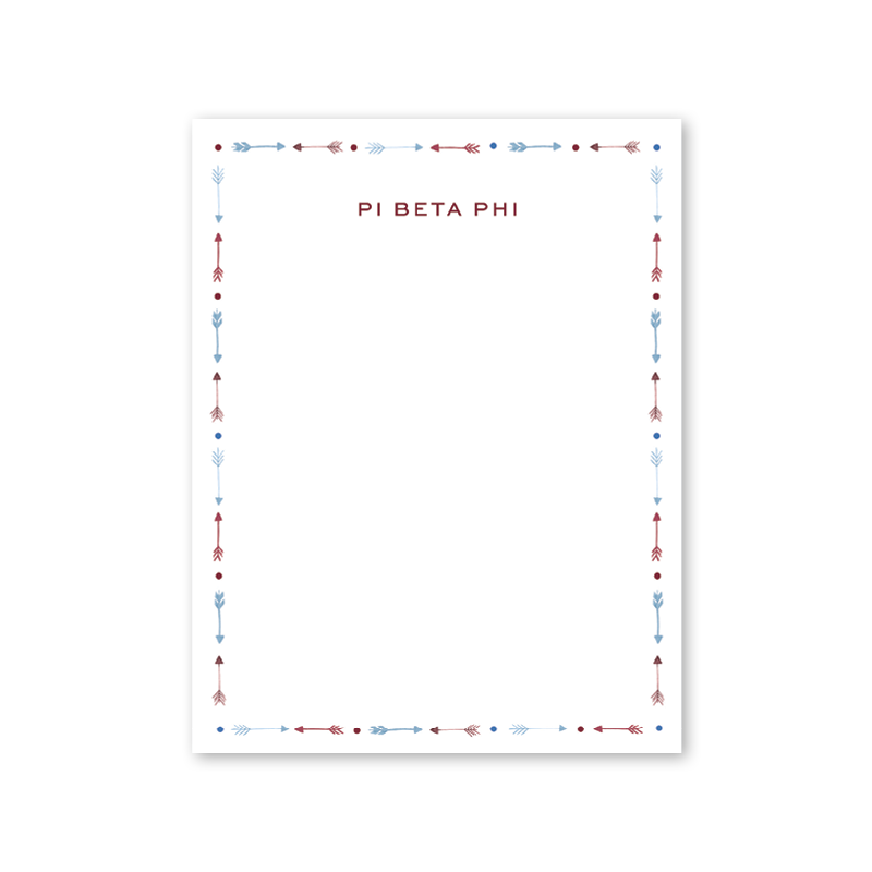 Pi Beta Phi Bow and Arrow Notepad