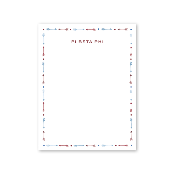 Pi Beta Phi Bow and Arrow Notepad