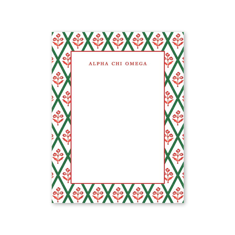 Alpha Chi Omega Bespoke Block Print Greek Notepad