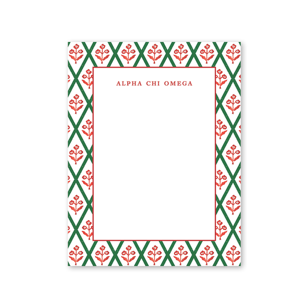 Alpha Chi Omega Bespoke Block Print Greek Notepad