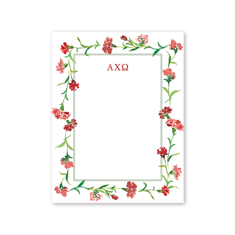 Alpha Chi Omega Carnations Notepad