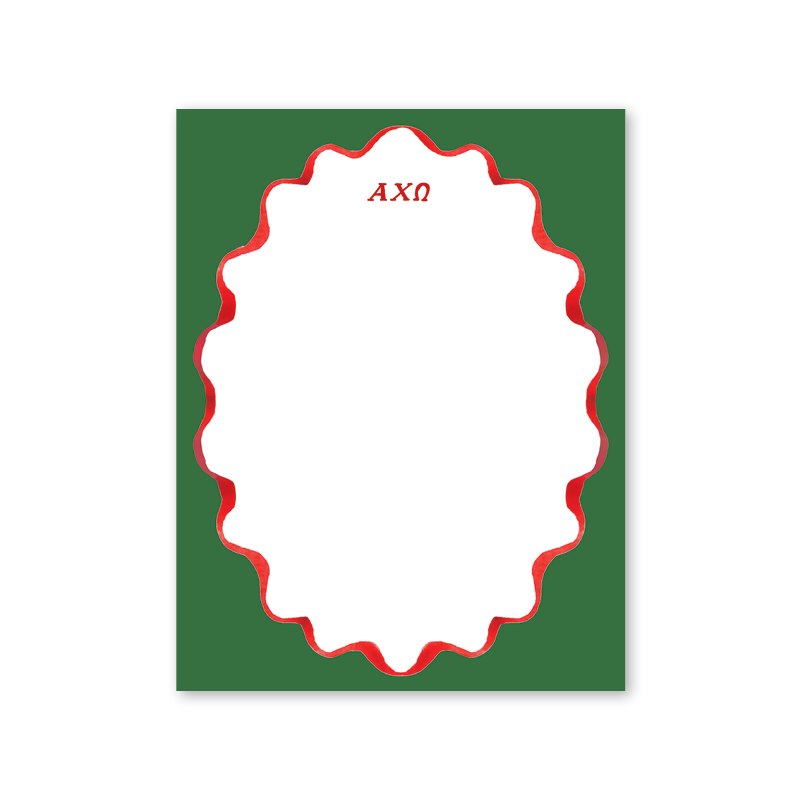 Alpha Chi Omega Merry Ribbons Scallop Greek Notepad