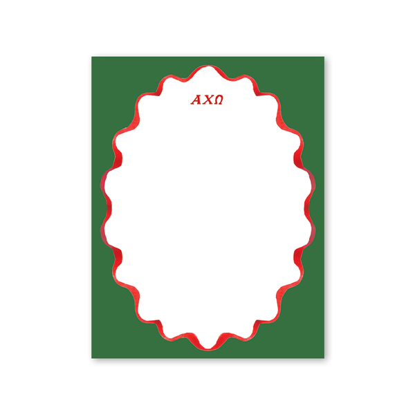 Alpha Chi Omega Merry Ribbons Scallop Greek Notepad