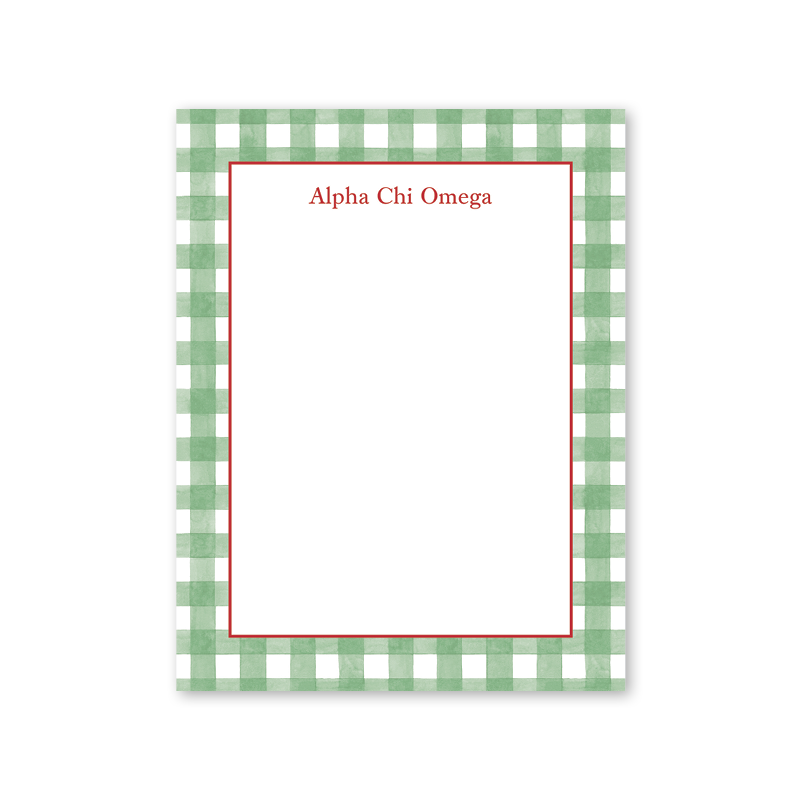 Alpha Chi Omega Cavalier Garden Gingham Greek Notepad