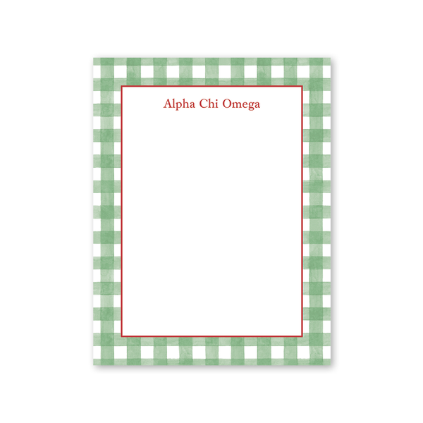 Alpha Chi Omega Cavalier Garden Gingham Greek Notepad