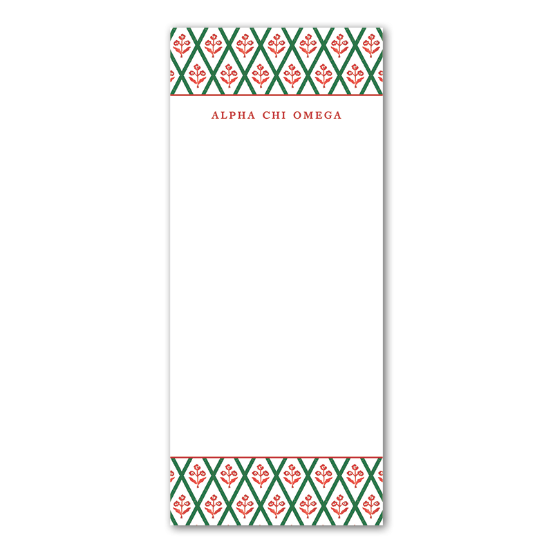 Alpha Chi Omega Bespoke Block Print Greek Skinny Notepad