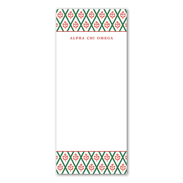 Alpha Chi Omega Bespoke Block Print Greek Skinny Notepad