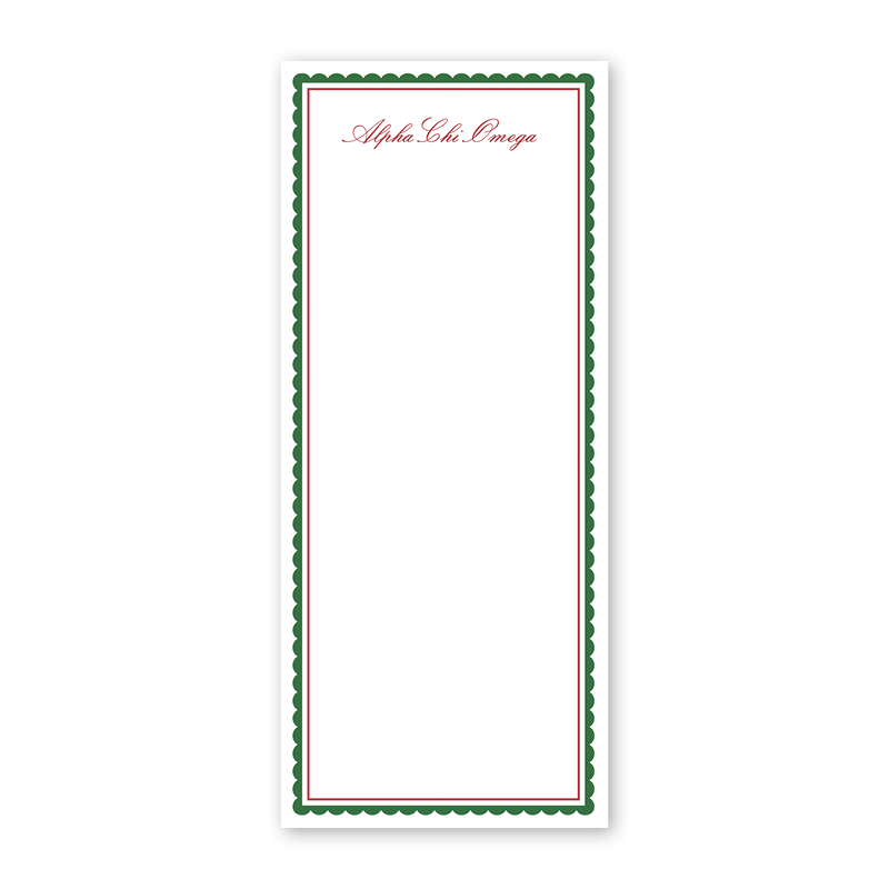 Alpha Chi Omega Vintage Poodles Scallop Greek Skinny Notepad