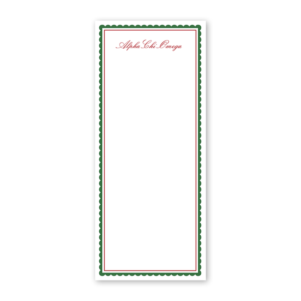Alpha Chi Omega Vintage Poodles Scallop Greek Skinny Notepad