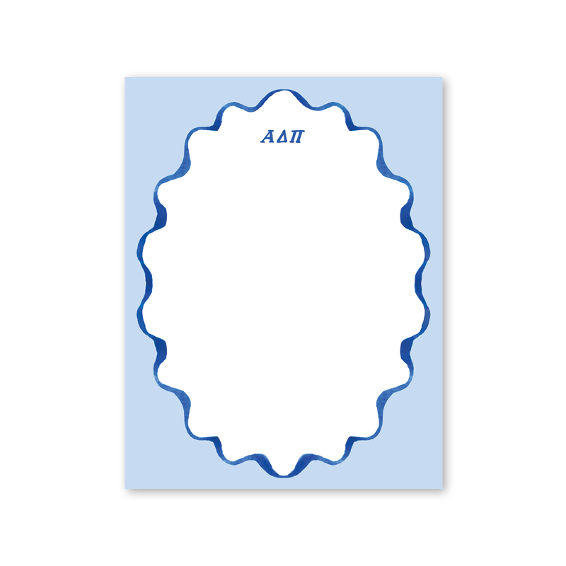 Alpha Delta Pi Merry Ribbons Scallop Greek Notepad