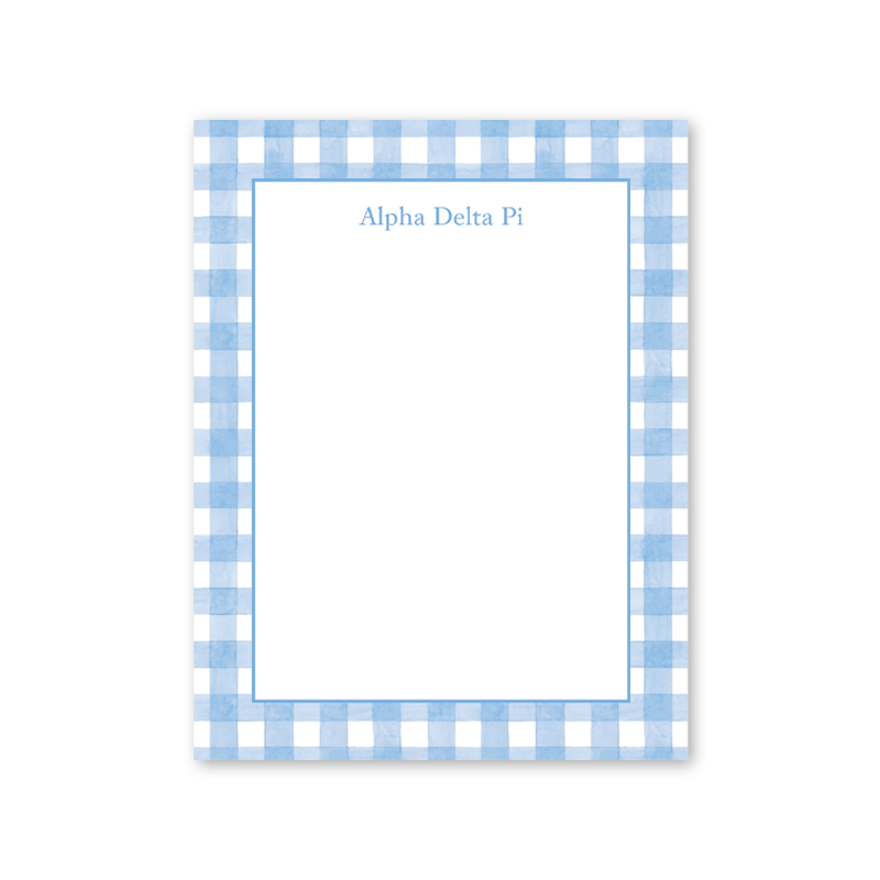 Alpha Delta Pi Cavalier Garden Gingham Greek Notepad