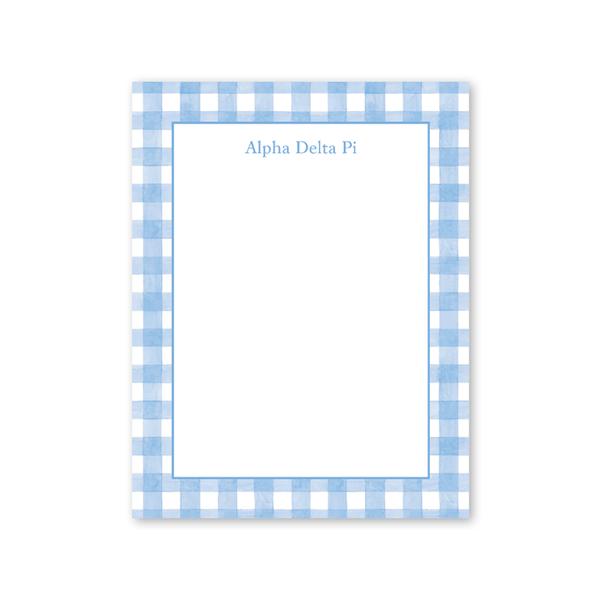 Alpha Delta Pi Cavalier Garden Gingham Greek Notepad