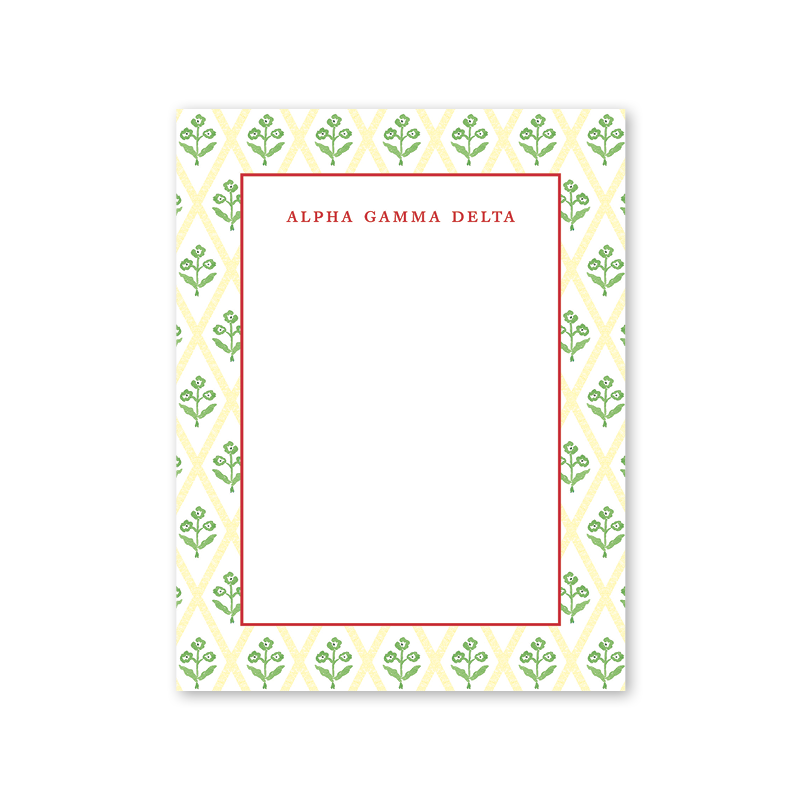 Alpha Gamma Delta Bespoke Block Print Greek Notepad