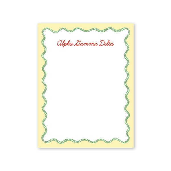 Alpha Gamma Delta Flower Cart Scallop Greek Notepad