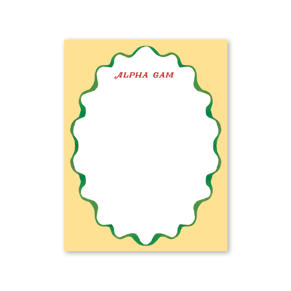 Alpha Gamma Delta Merry Ribbons Scallop Greek Notepad