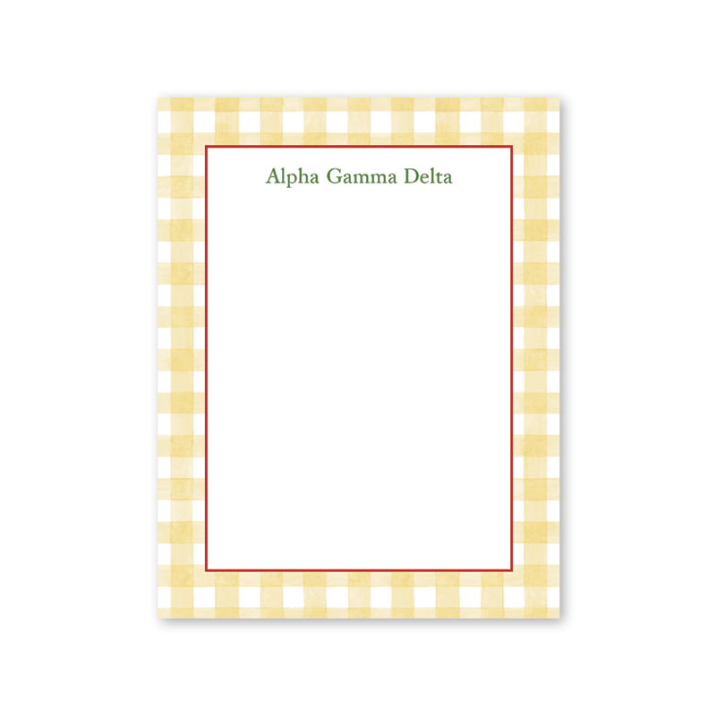 Alpha Gamma Delta Cavalier Garden Gingham Greek Notepad