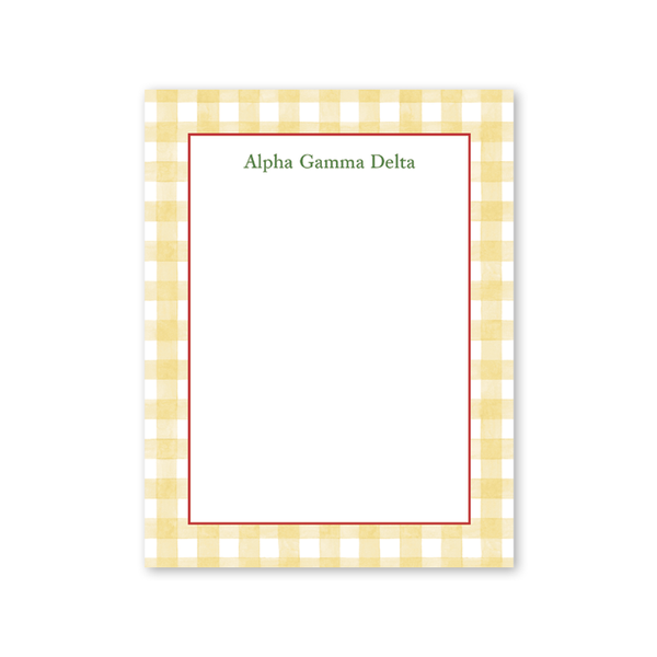 Alpha Gamma Delta Cavalier Garden Gingham Greek Notepad