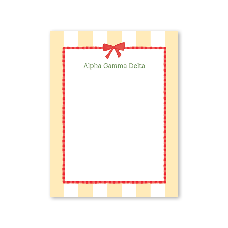 Alpha Gamma Delta Presents and Bows Greek Notepad