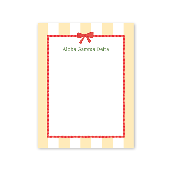 Alpha Gamma Delta Presents and Bows Greek Notepad
