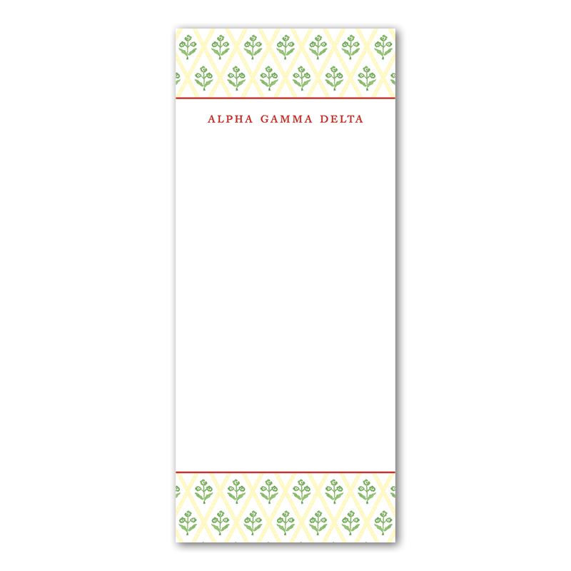 Alpha Gamma Delta Bespoke Block Print Greek Skinny Notepad