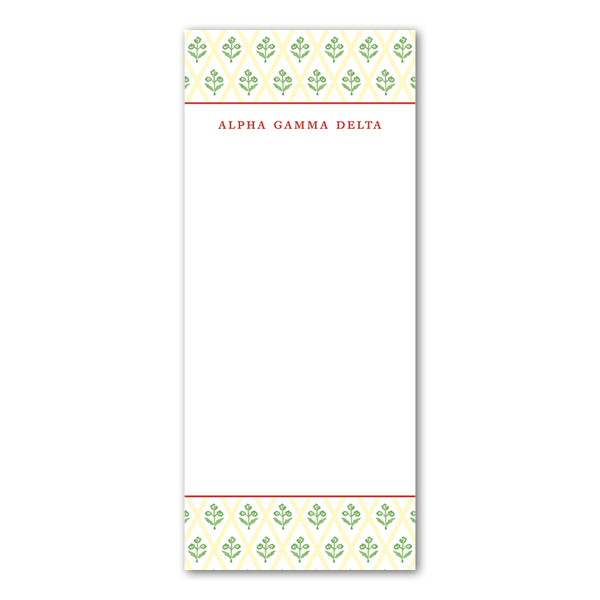 Alpha Gamma Delta Bespoke Block Print Greek Skinny Notepad