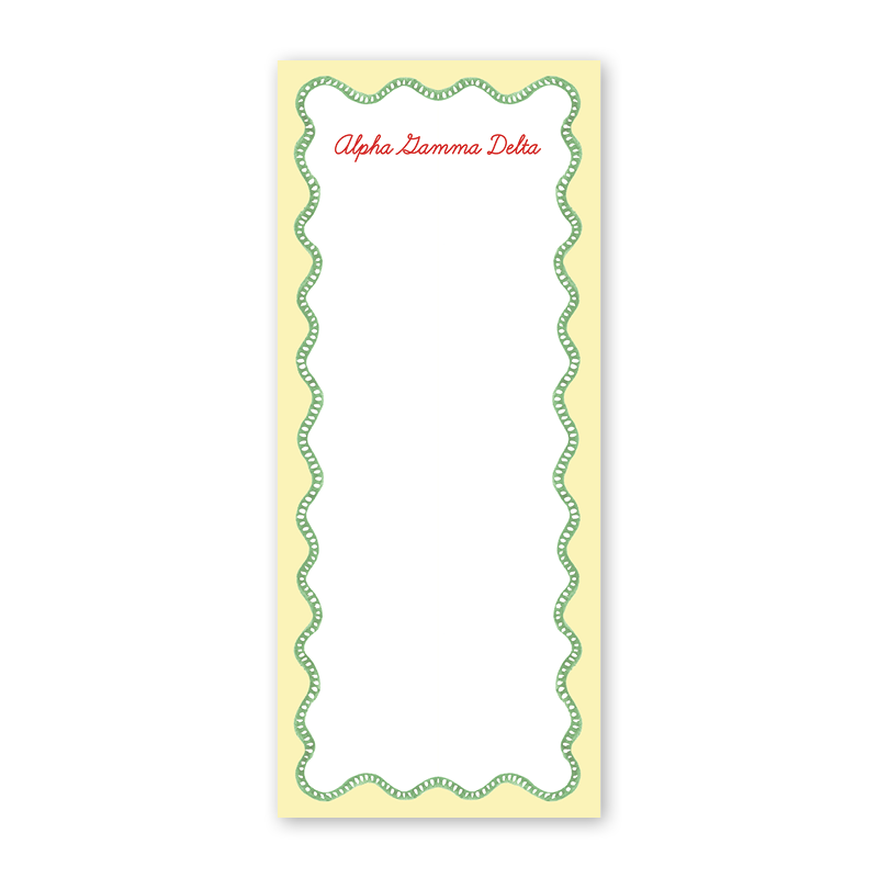 Alpha Gamma Delta Flower Cart Scallop Greek Skinny Notepad