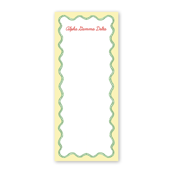 Alpha Gamma Delta Flower Cart Scallop Greek Skinny Notepad