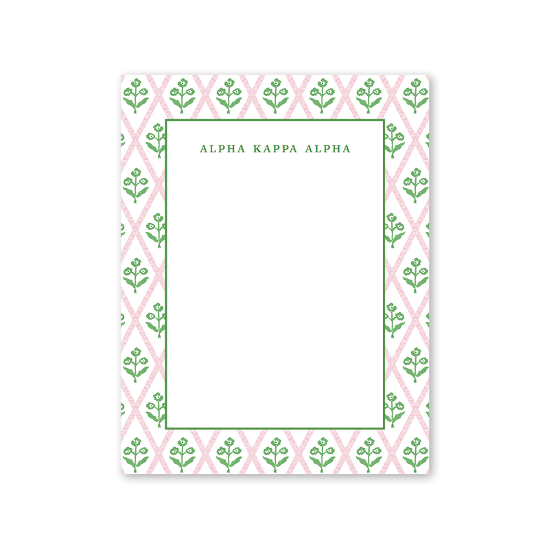 Alpha Kappa Alpha Bespoke Block Print Greek Notepad