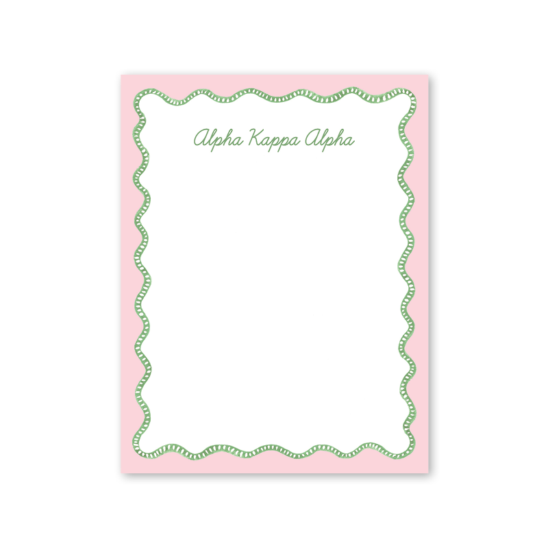 Alpha Kappa Alpha Flower Cart Scallop Greek Notepad