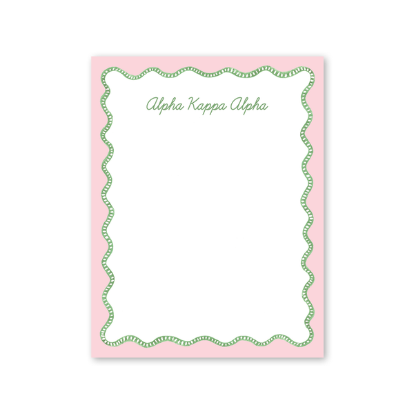 Alpha Kappa Alpha Flower Cart Scallop Greek Notepad