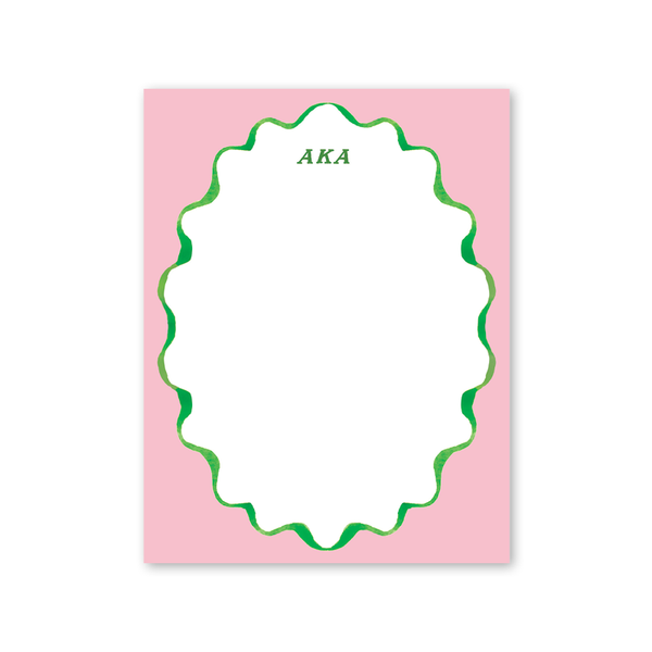 Alpha Kappa Alpha Merry Ribbons Scallop Greek Notepad