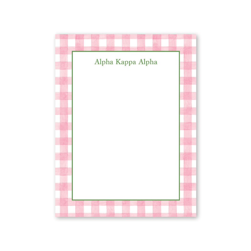 Alpha Kappa Alpha Cavalier Garden Gingham Greek Notepad