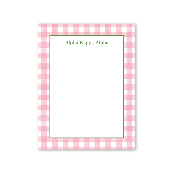 Alpha Kappa Alpha Cavalier Garden Gingham Greek Notepad