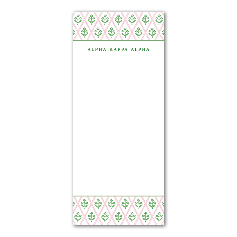 Alpha Kappa Alpha Bespoke Block Print Greek Skinny Notepad