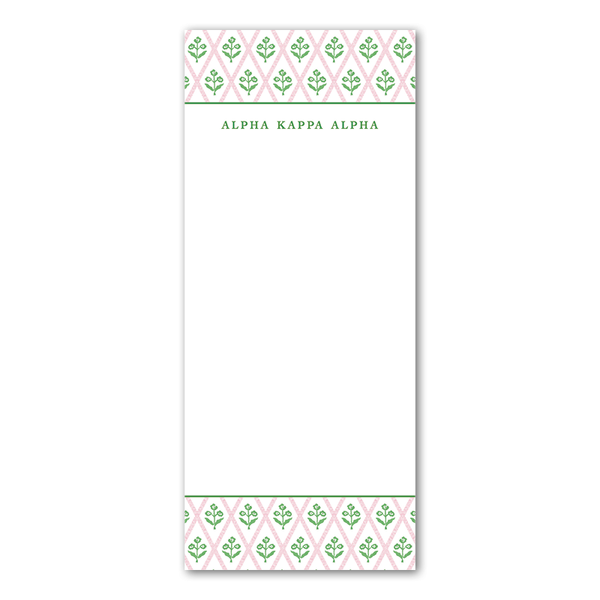 Alpha Kappa Alpha Bespoke Block Print Greek Skinny Notepad