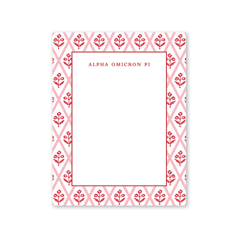 Alpha Omicron Pi Bespoke Block Print Greek Notepad