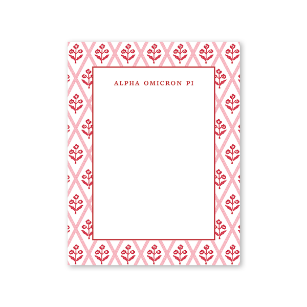 Alpha Omicron Pi Bespoke Block Print Greek Notepad