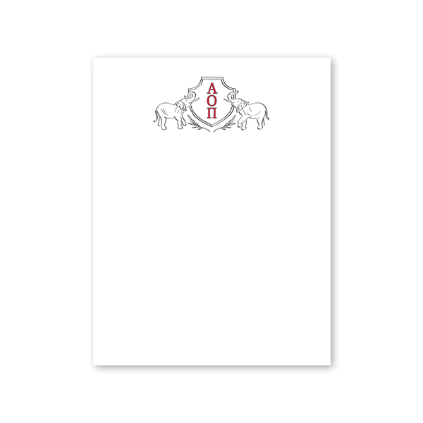 Alpha Omicron Pi Elephant Crest Greek Notepad