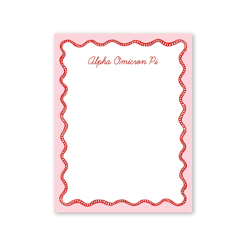 Alpha Omicron Pi Flower Cart Scallop Greek Notepad
