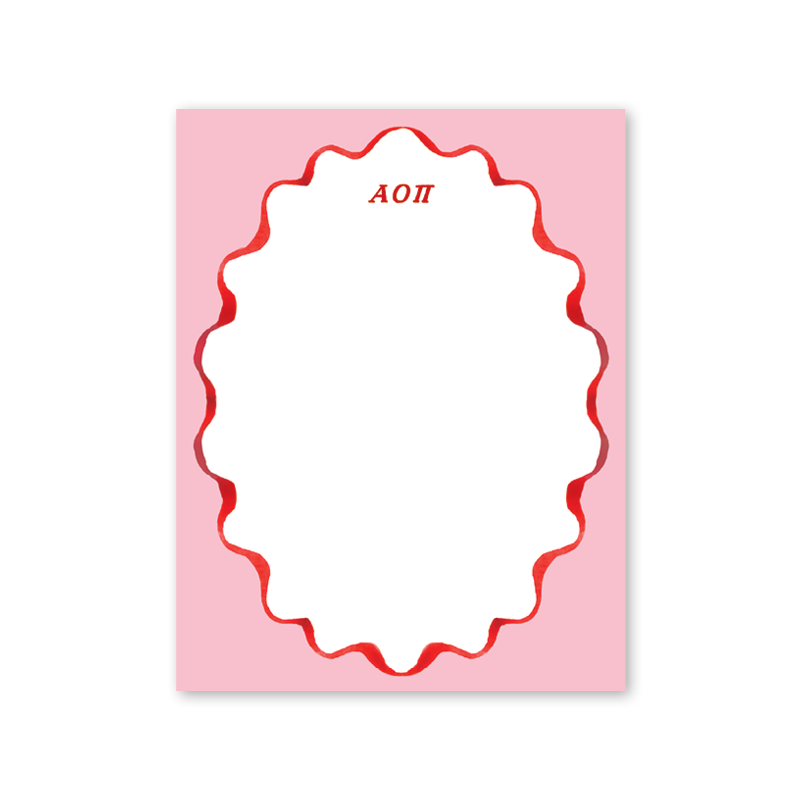 Alpha Omicron Pi Merry Ribbons Scallop Greek Notepad