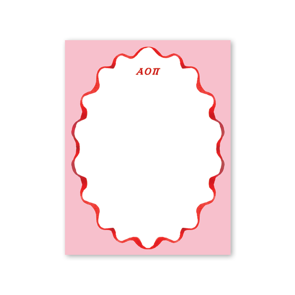 Alpha Omicron Pi Merry Ribbons Scallop Greek Notepad