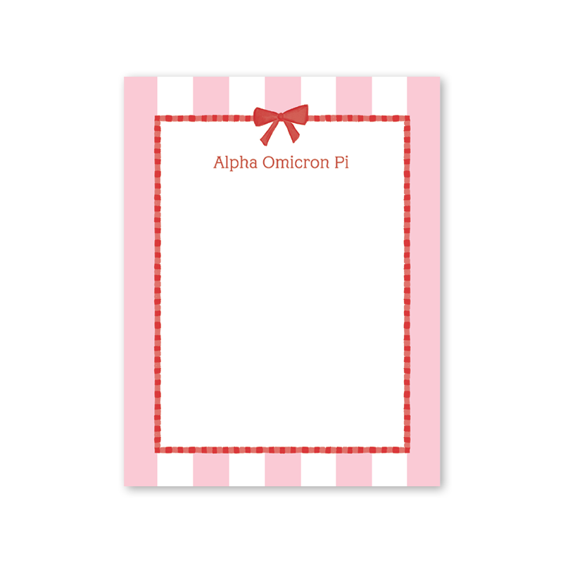 Alpha Omicron Pi Presents and Bows Greek Notepad