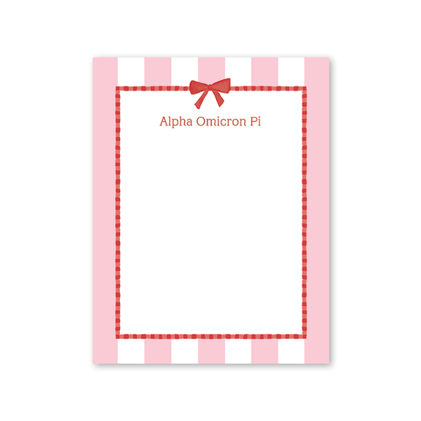 Alpha Omicron Pi Presents and Bows Greek Notepad