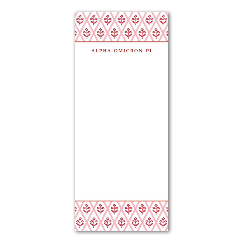 Alpha Omicron Pi Bespoke Block Print Greek Skinny Notepad