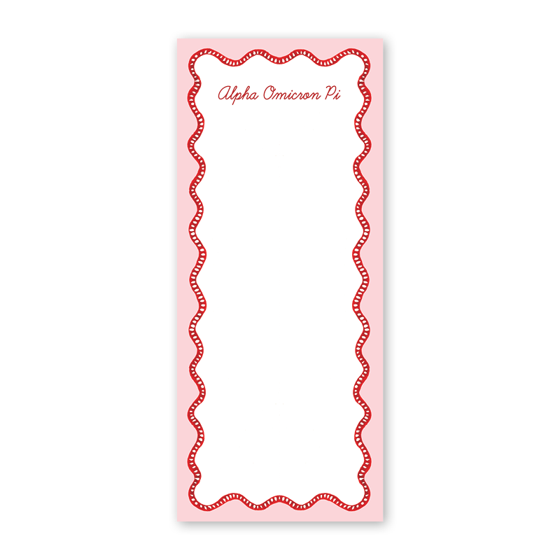 Alpha Omicron Pi Flower Cart Scallop Greek Skinny Notepad