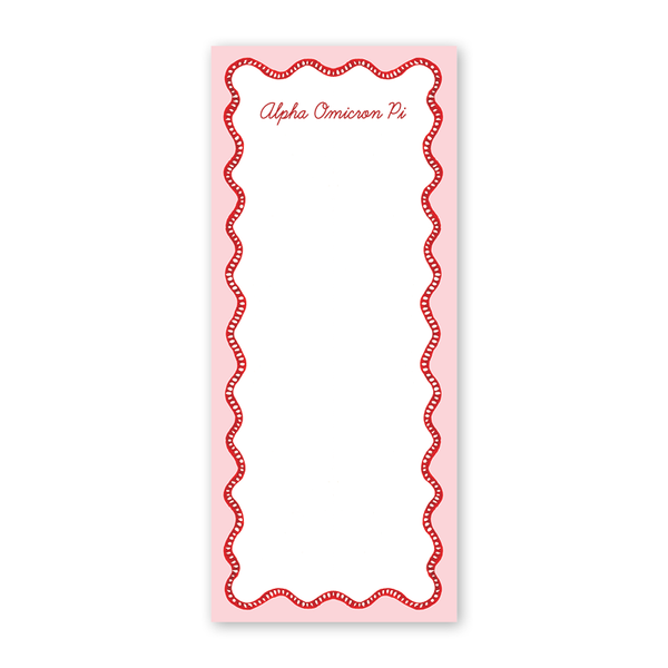 Alpha Omicron Pi Flower Cart Scallop Greek Skinny Notepad