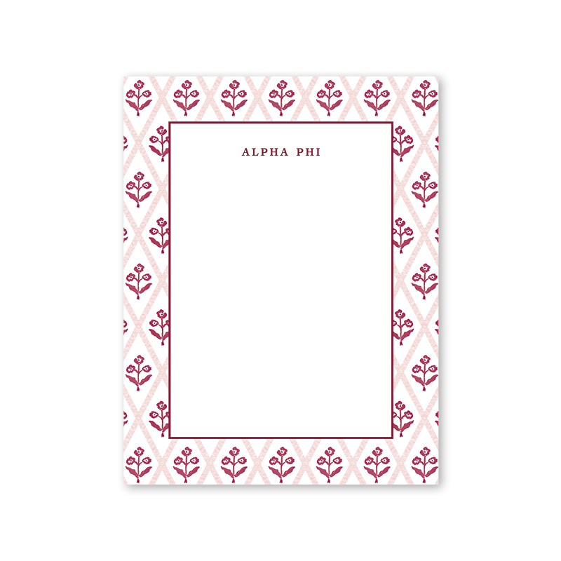 Alpha Phi Bespoke Block Print Greek Notepad