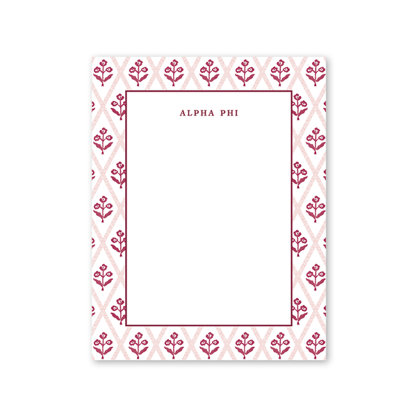 Alpha Phi Bespoke Block Print Greek Notepad